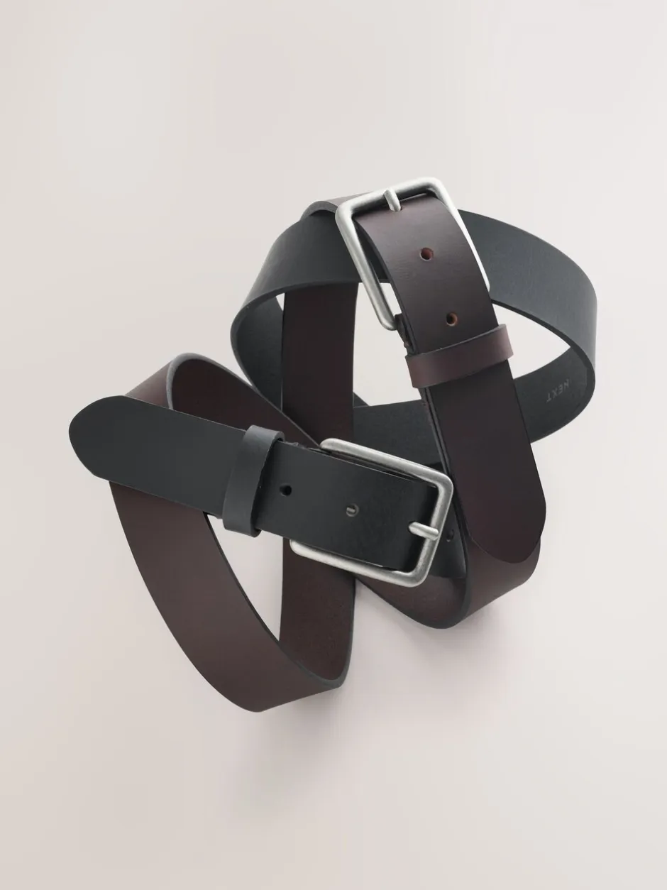 Riemen En Bretels*Next Zwart en bruin - Burnished Leather Belts Set 2 Pack