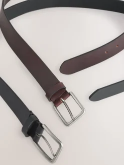 Riemen En Bretels*Next Zwart en bruin - Burnished Leather Belts Set 2 Pack