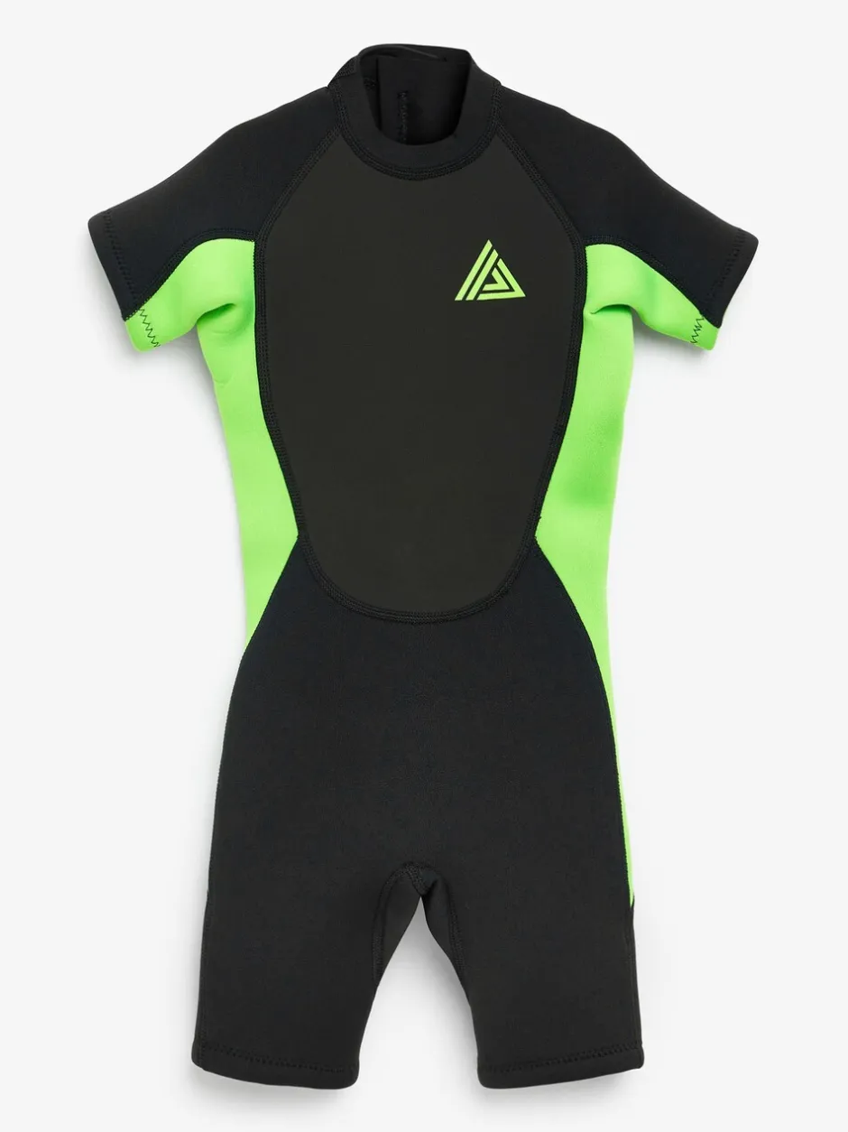 Badkleding|Next - Wetsuit (1 - 16 jr) Zwart en groen met korte mouw