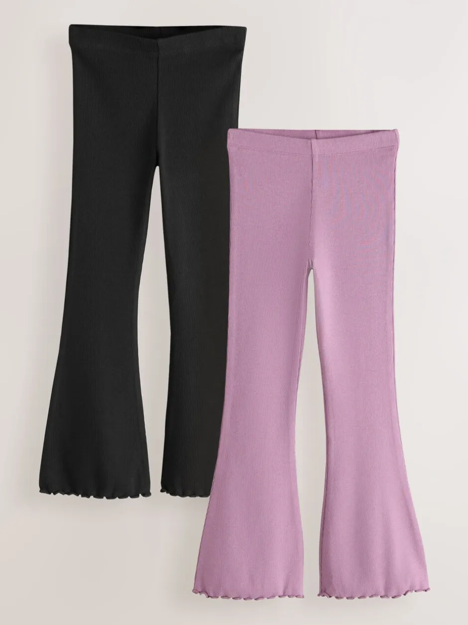 Broeken En Leggings|Next - Geribde uitlopende legging (3-16 jr) Zwart en Paars