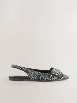 Lage Schoenen*Next Zwart gelast - Forever Comfort® ballerina's met strik, spitse neus en hielbandje
