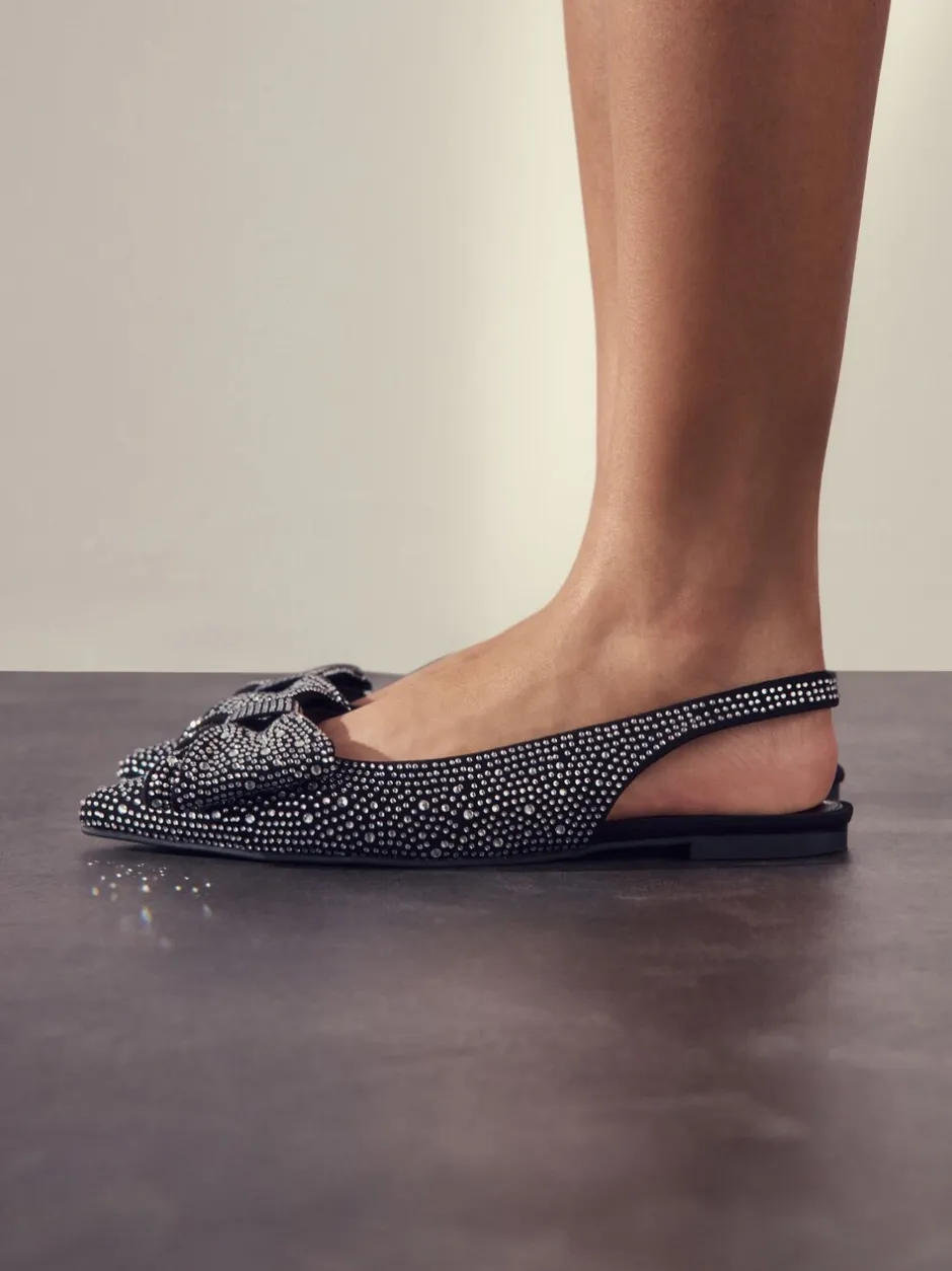 Lage Schoenen*Next Zwart gelast - Forever Comfort® ballerina's met strik, spitse neus en hielbandje