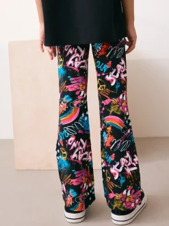 Broeken En Leggings|Next Zwart graffiti - Uitlopende legging (3-16jr)