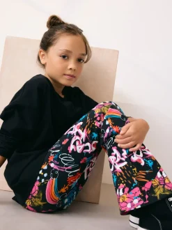 Broeken En Leggings|Next Zwart graffiti - Uitlopende legging (3-16jr)