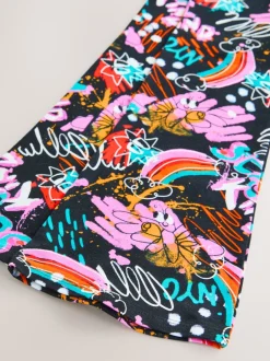 Broeken En Leggings|Next Zwart graffiti - Uitlopende legging (3-16jr)