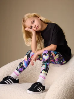 Broeken En Leggings|Next Zwart graffiti hartjes - Legging (3-16 jr)