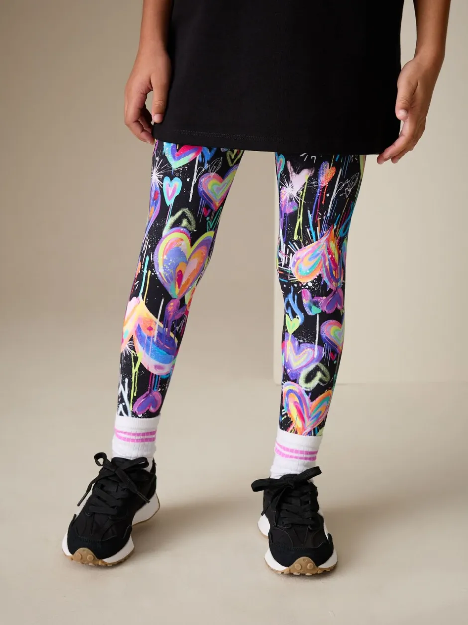 Broeken En Leggings|Next Zwart graffiti hartjes - Legging (3-16 jr)