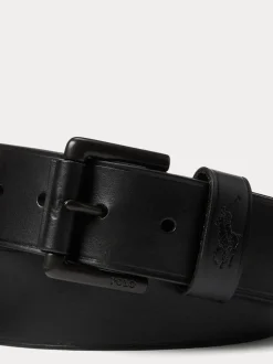 Riemen En Bretels|Polo Ralph Lauren - Ralph Lauren leren riem met het logo van de polospeler op paard Zwart Ground