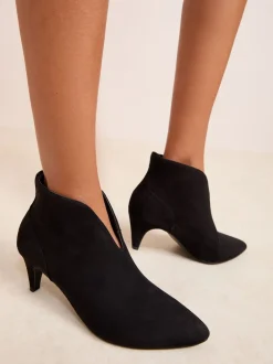 Boots|Friends Like These - nette schoenlaarsjes met halfhoge hak Zwart imitatiesuède