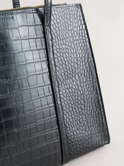 Tassen En Portemonnees*Next - Draagtas met structuur Zwart krokodil-effect