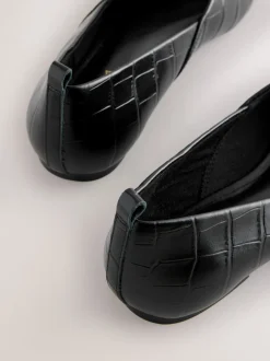 Lage Schoenen*Next - Premium Leather Pointed Toe Ballerinas Zwart krokodil-effect