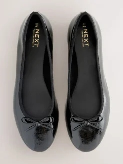 Ruimvallend En Extraruimvallend|Lage Schoenen*Next Zwart lak - Ballerina's met ronde neus