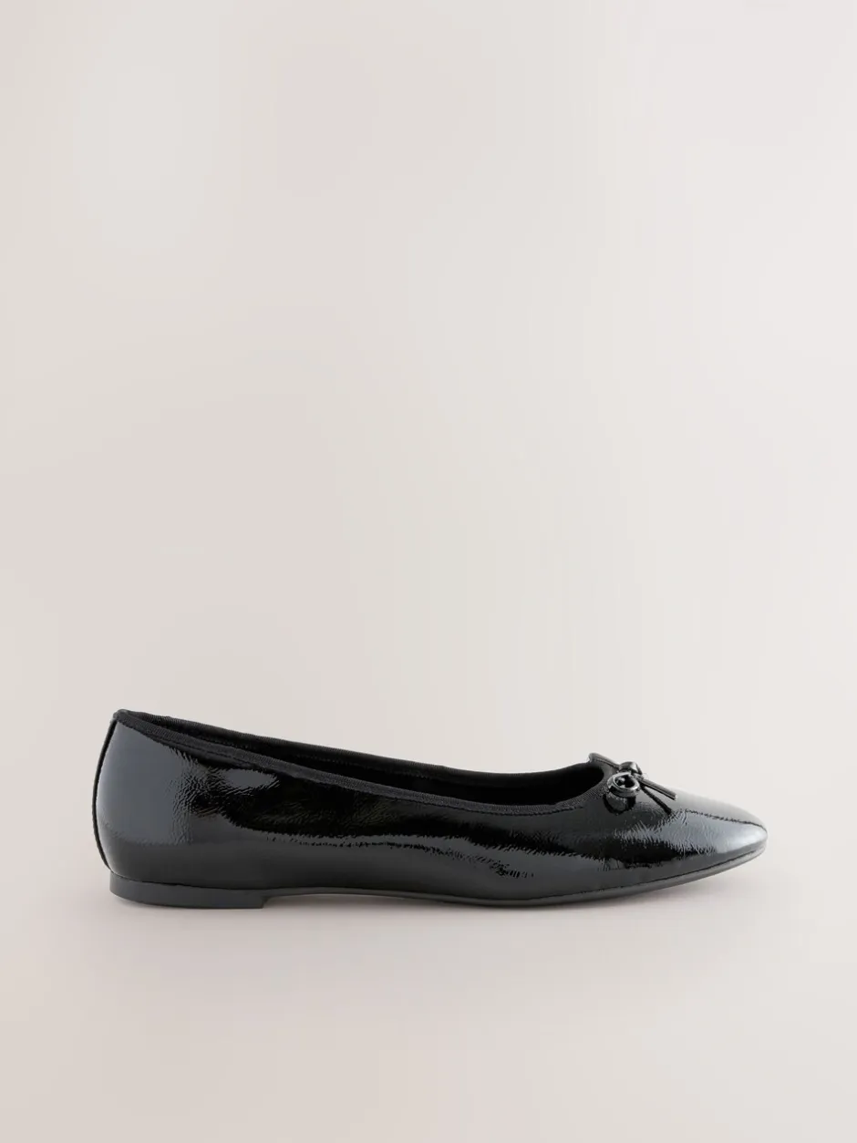 Ruimvallend En Extraruimvallend|Lage Schoenen*Next Zwart lak - Ballerina's met ronde neus