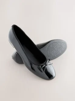 Ruimvallend En Extraruimvallend|Lage Schoenen*Next Zwart lak - Ballerina's met ronde neus