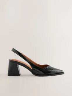 Schoenen Met Hakken*Next - Forever Comfort® Pointed Toe Slingback Block Heels Zwart lak