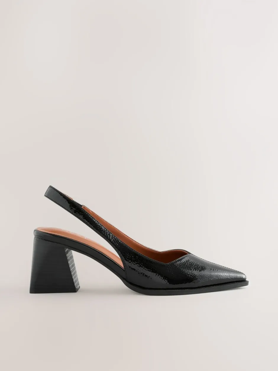 Schoenen Met Hakken*Next - Forever Comfort® Pointed Toe Slingback Block Heels Zwart lak