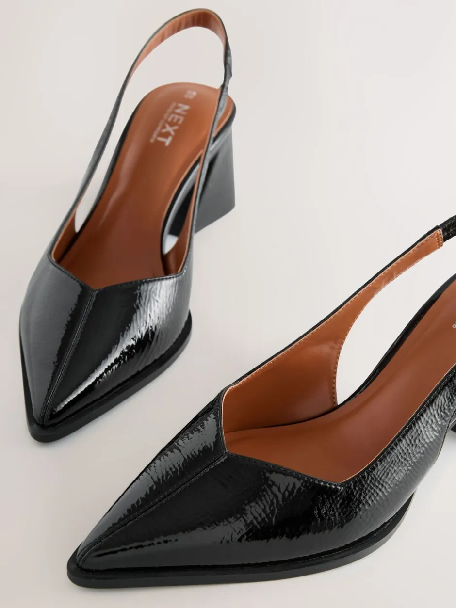 Schoenen Met Hakken*Next - Forever Comfort® Pointed Toe Slingback Block Heels Zwart lak
