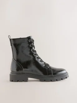 Ruimvallend En Extraruimvallend|Next Zwart lak - Forever Comfort® veterlaarzen
