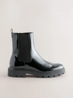 Ruimvallend En Extraruimvallend*Next - Forever Comfort® Chelsea-enkellaarzen met profielzool Zwart lak