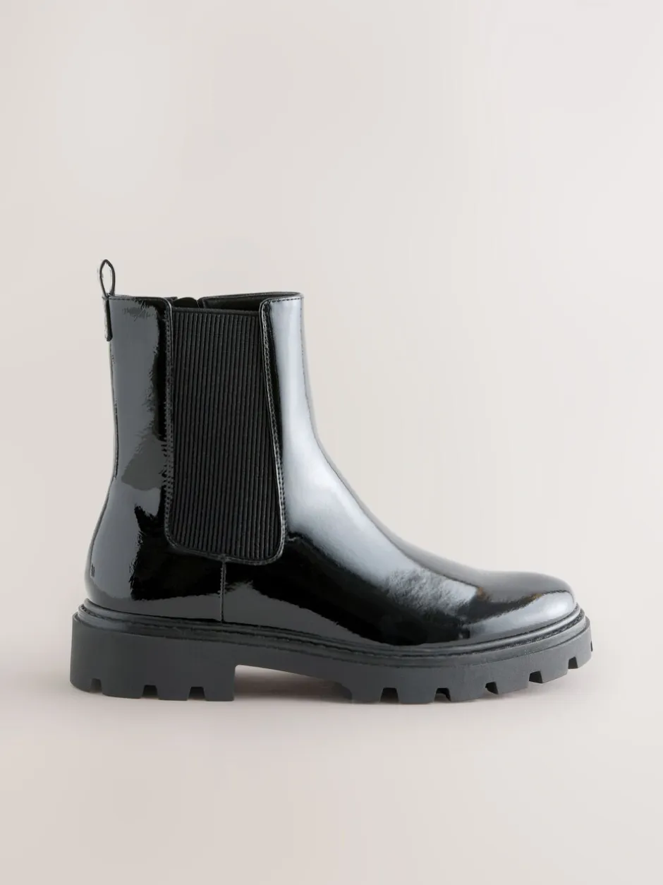 Ruimvallend En Extraruimvallend*Next - Forever Comfort® Chelsea-enkellaarzen met profielzool Zwart lak