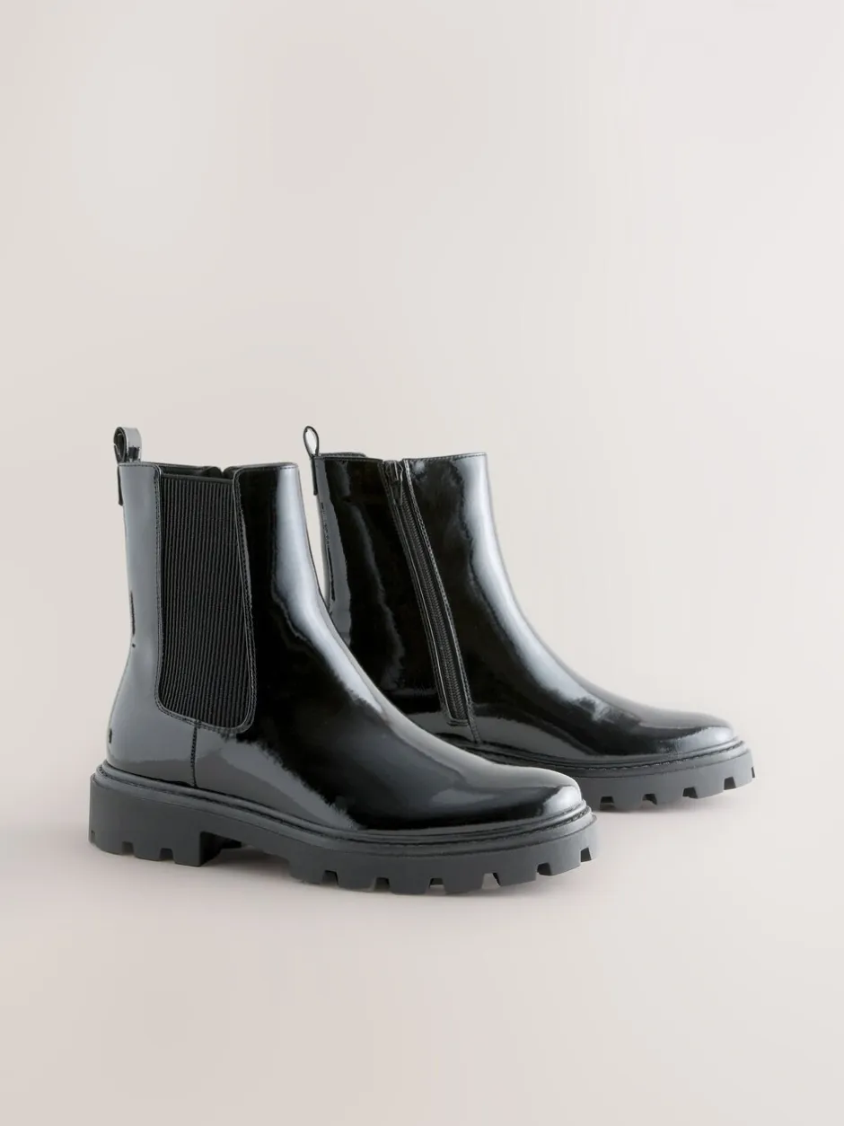 Ruimvallend En Extraruimvallend*Next - Forever Comfort® Chelsea-enkellaarzen met profielzool Zwart lak