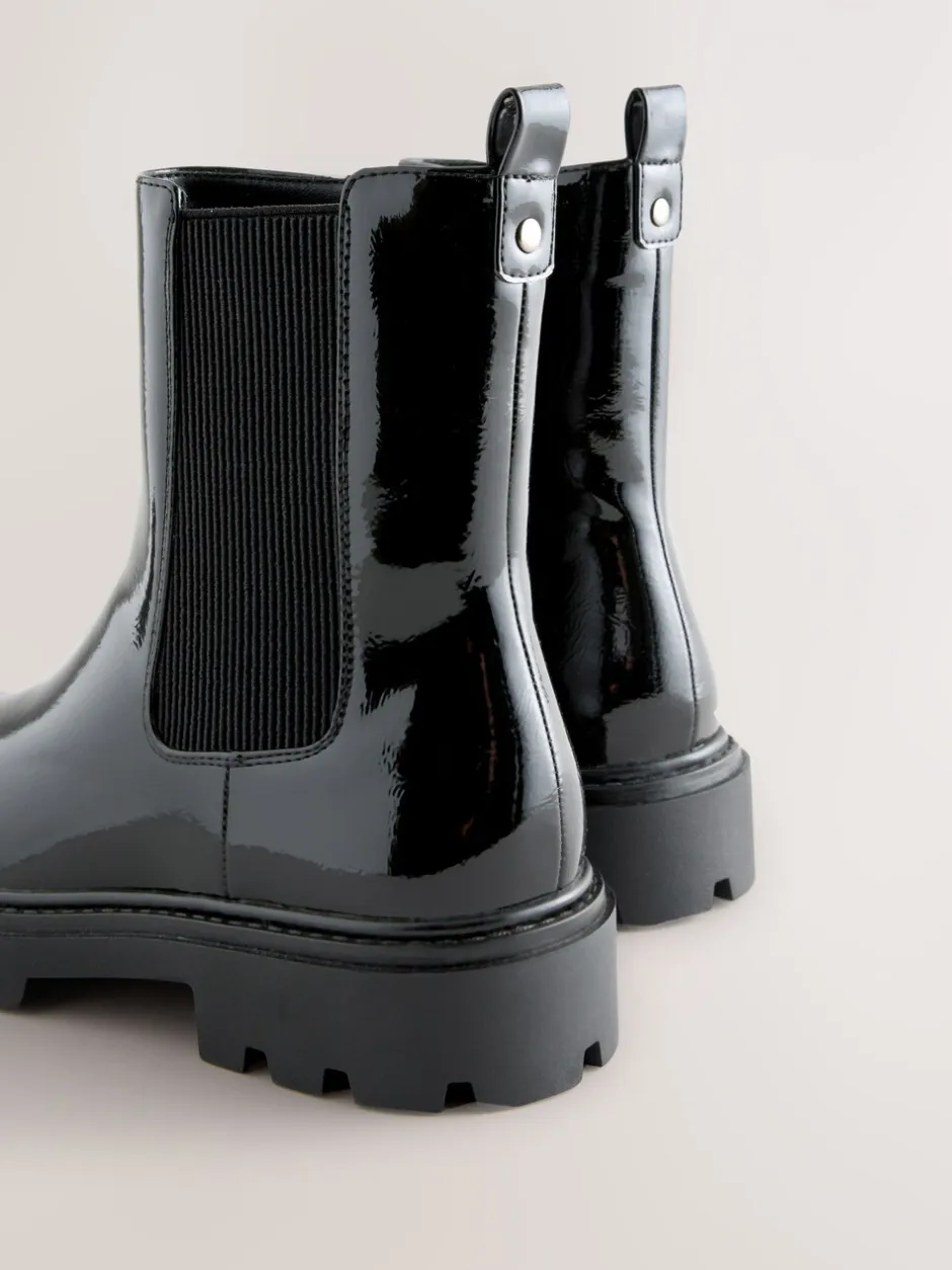 Ruimvallend En Extraruimvallend*Next - Forever Comfort® Chelsea-enkellaarzen met profielzool Zwart lak