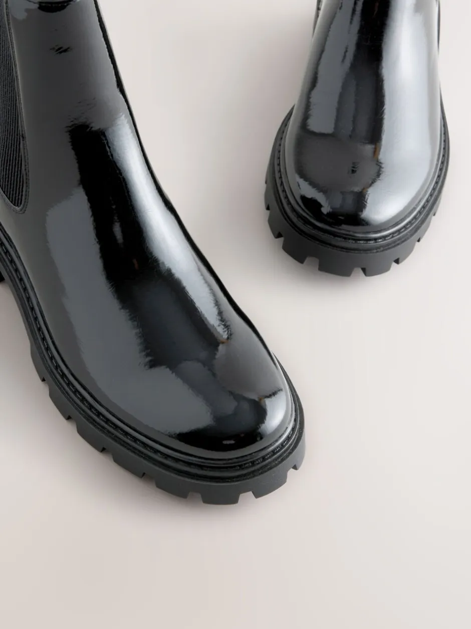 Ruimvallend En Extraruimvallend*Next - Forever Comfort® Chelsea-enkellaarzen met profielzool Zwart lak