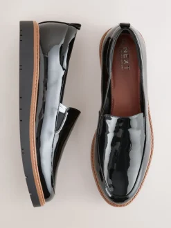 Lage Schoenen*Next - Forever Comfort® Slip On Clean Chunky Sole Loafers Zwart lak