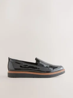 Lage Schoenen*Next - Forever Comfort® Slip On Clean Chunky Sole Loafers Zwart lak