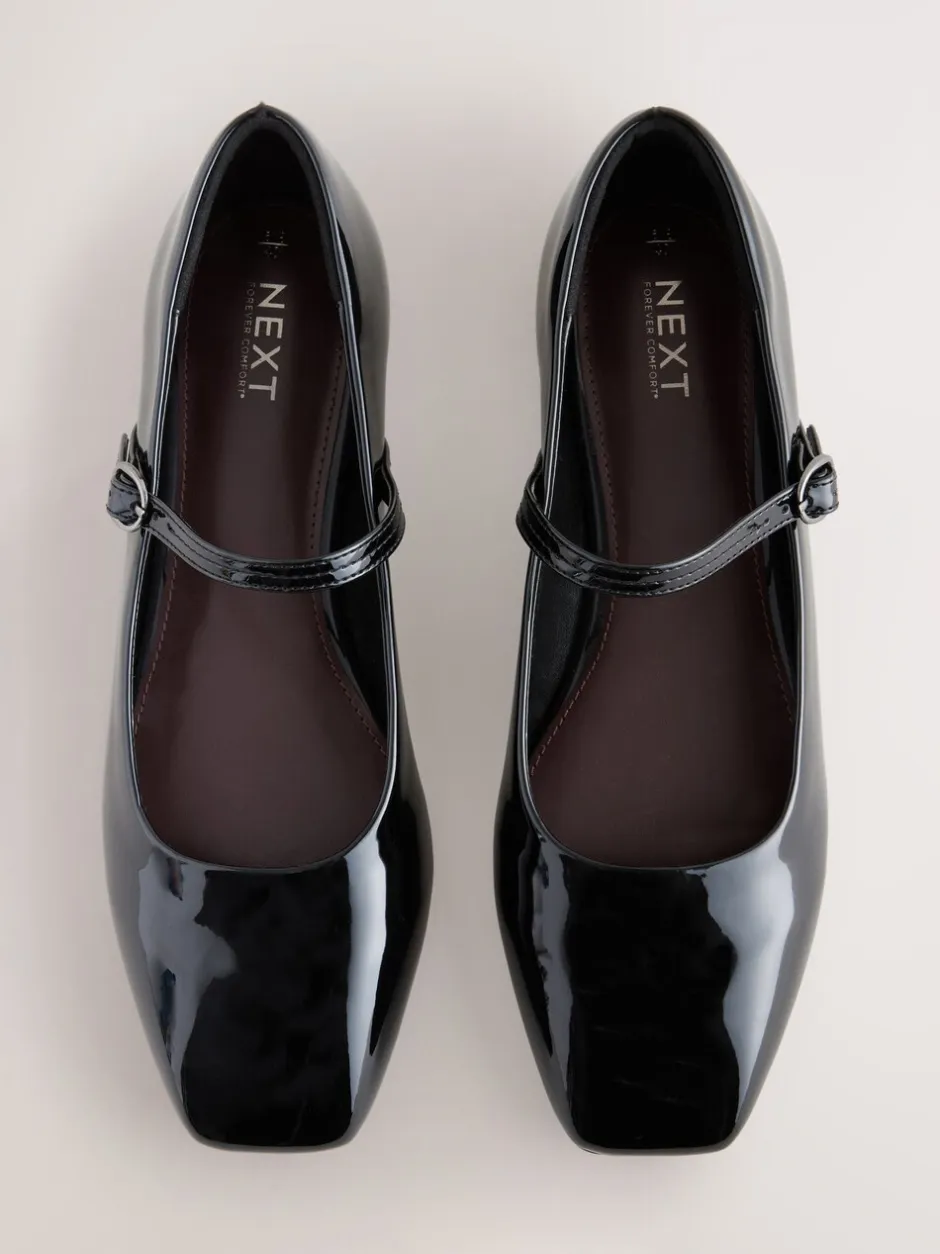 Lage Schoenen|Next - Mary Jane-schoenen met vierkante neus Zwart lak