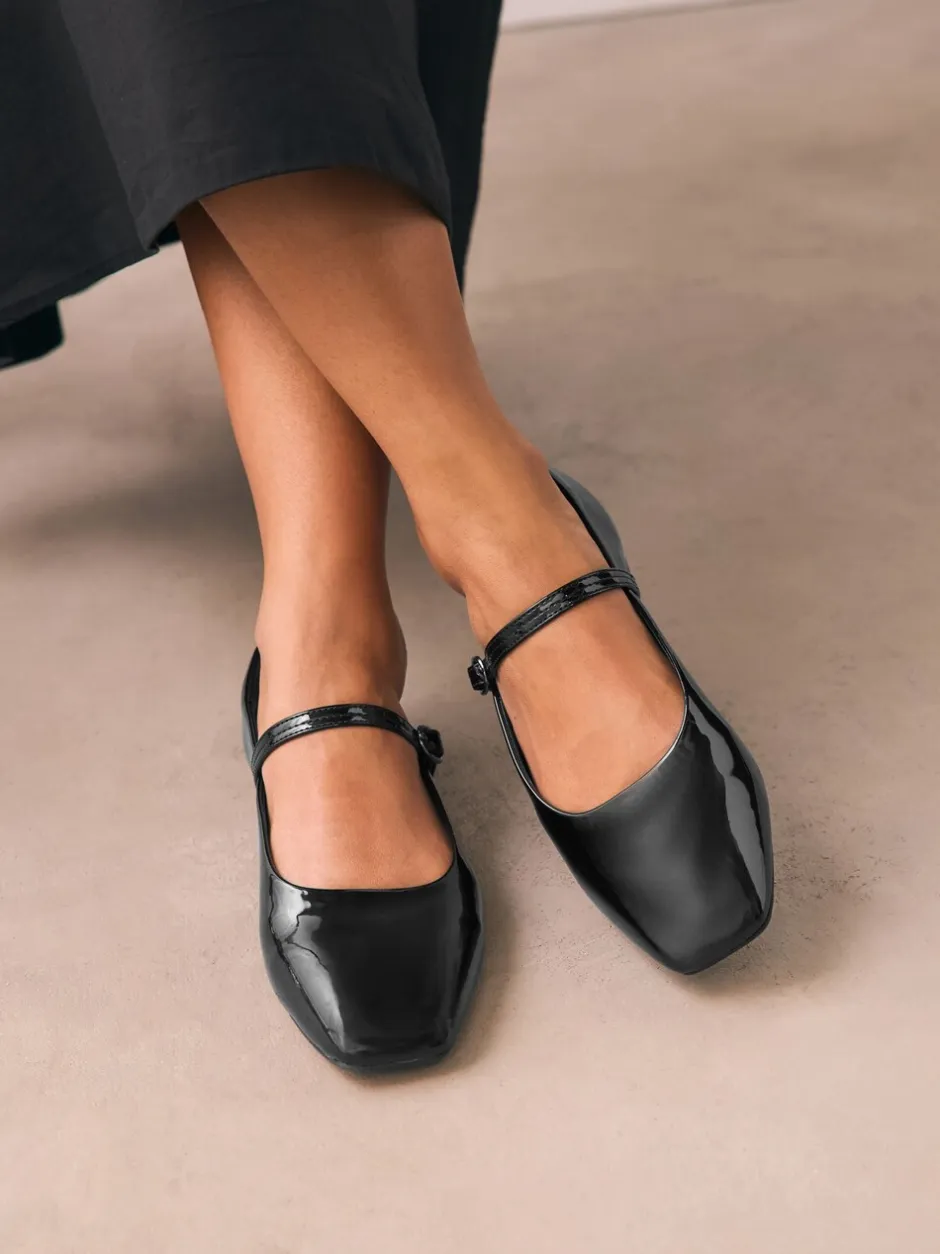 Lage Schoenen|Next - Mary Jane-schoenen met vierkante neus Zwart lak