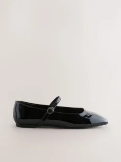 Lage Schoenen|Next - Mary Jane-schoenen met vierkante neus Zwart lak