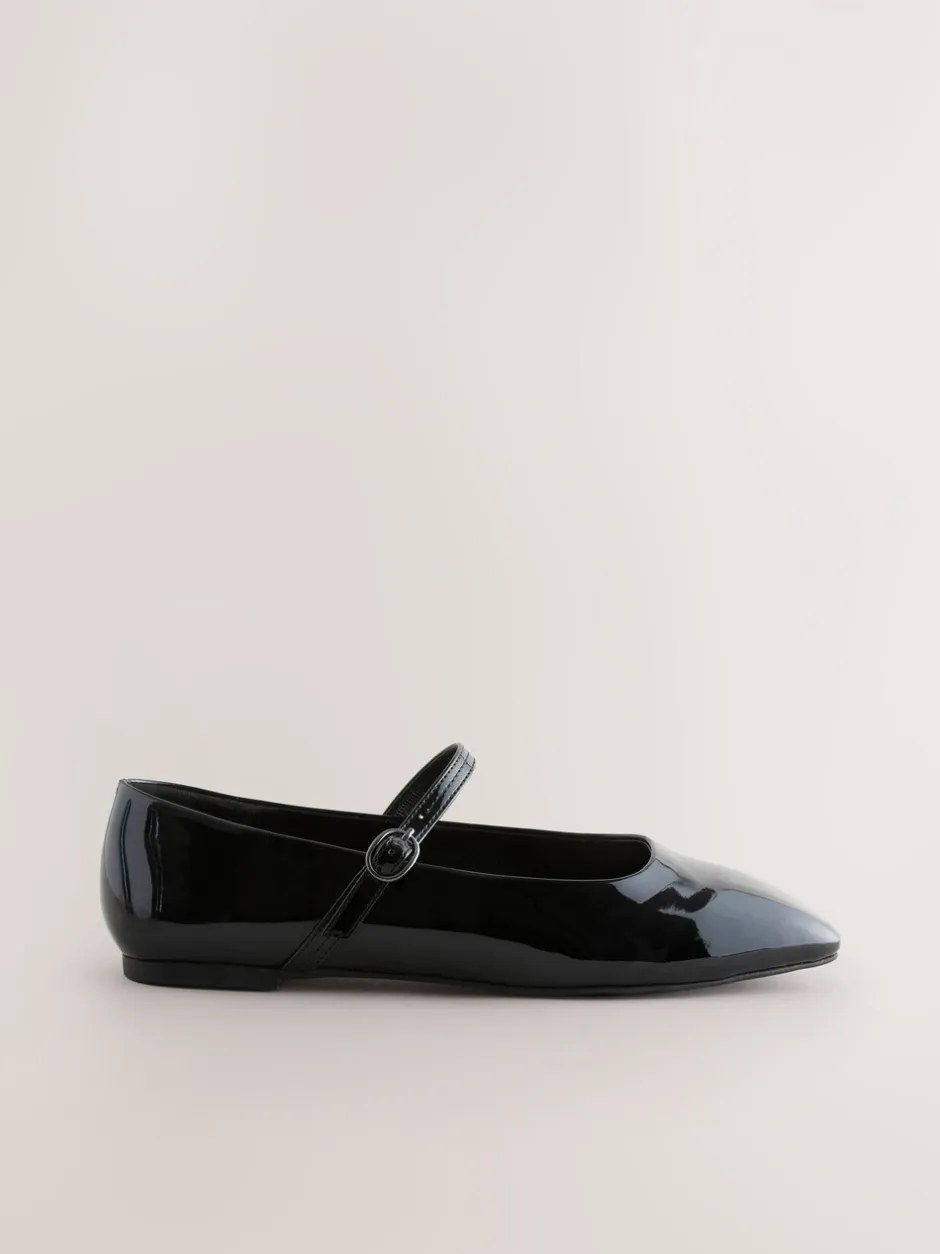 Lage Schoenen|Next - Mary Jane-schoenen met vierkante neus Zwart lak