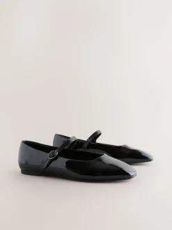 Lage Schoenen|Next - Mary Jane-schoenen met vierkante neus Zwart lak
