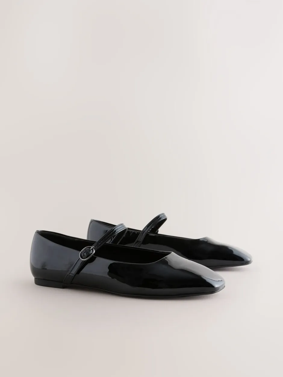 Lage Schoenen|Next - Mary Jane-schoenen met vierkante neus Zwart lak