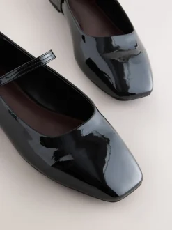 Lage Schoenen|Next - Mary Jane-schoenen met vierkante neus Zwart lak