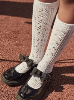 Schoolkleding|Next - Mary Jane-schoolschoenen met strik en dikke zool Zwart lak
