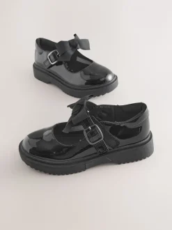 Schoolkleding|Next - Mary Jane-schoolschoenen met strik en dikke zool Zwart lak