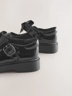 Schoolkleding|Next - Mary Jane-schoolschoenen met strik en dikke zool Zwart lak