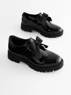 Schoolkleding|Next Zwart lak - Strik Monkstrap Chunky Schoolschoenen