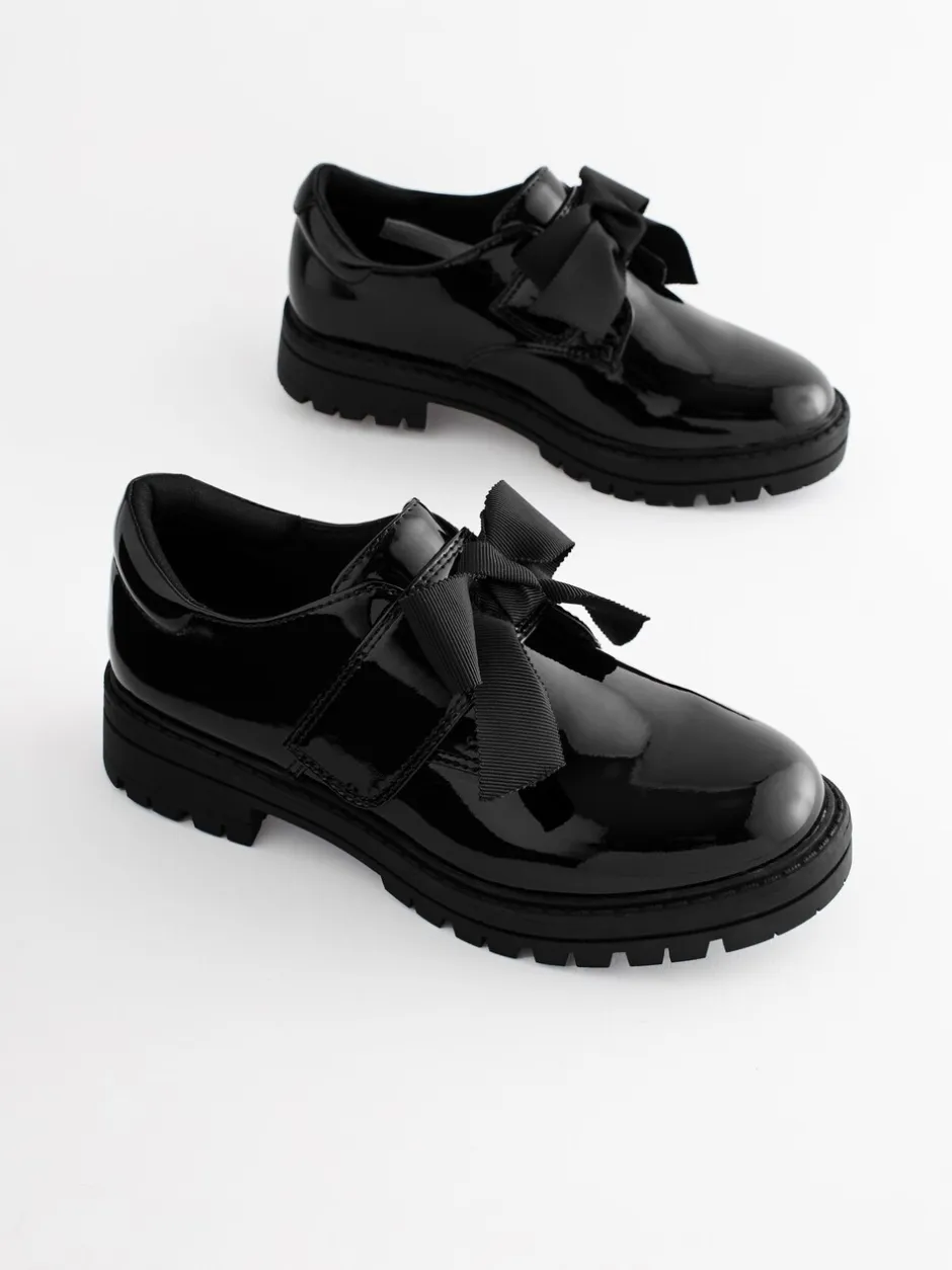 Schoolkleding|Next Zwart lak - Strik Monkstrap Chunky Schoolschoenen