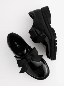 Schoolkleding|Next Zwart lak - Strik Monkstrap Chunky Schoolschoenen