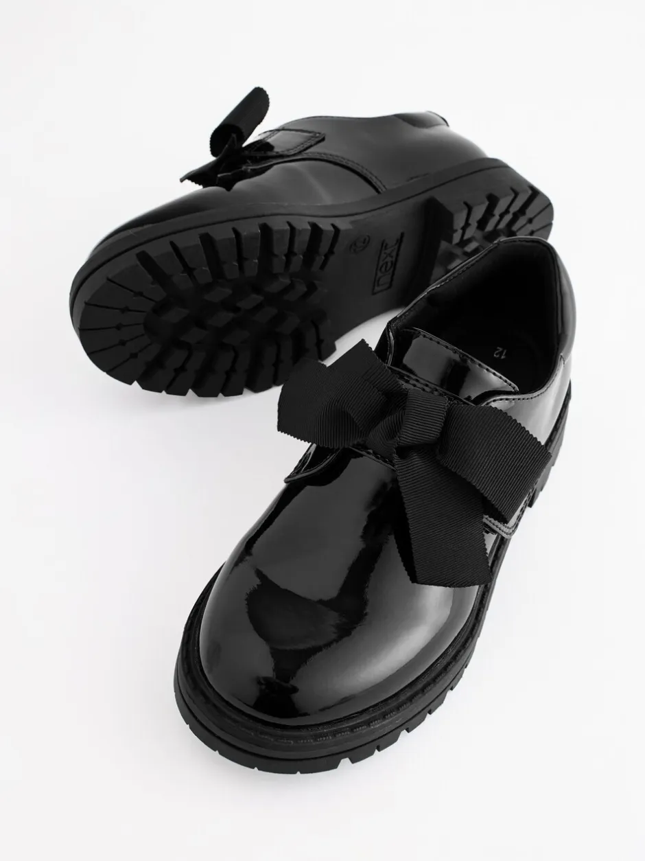 Schoolkleding|Next Zwart lak - Strik Monkstrap Chunky Schoolschoenen