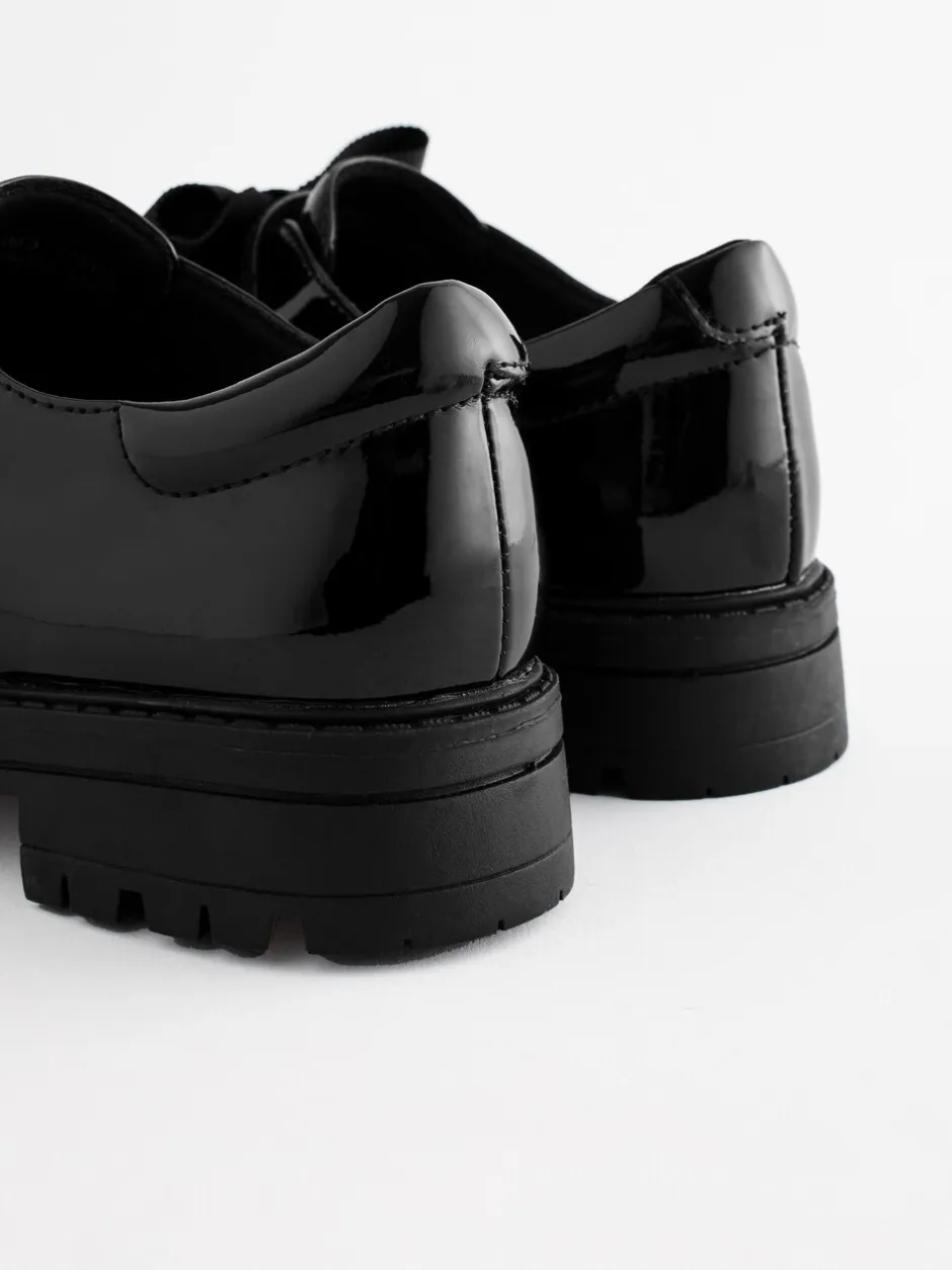 Schoolkleding|Next Zwart lak - Strik Monkstrap Chunky Schoolschoenen