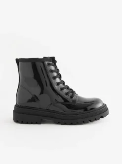 Boots*Next Zwart lak - Warmgevoerde enkellaarzen met veters