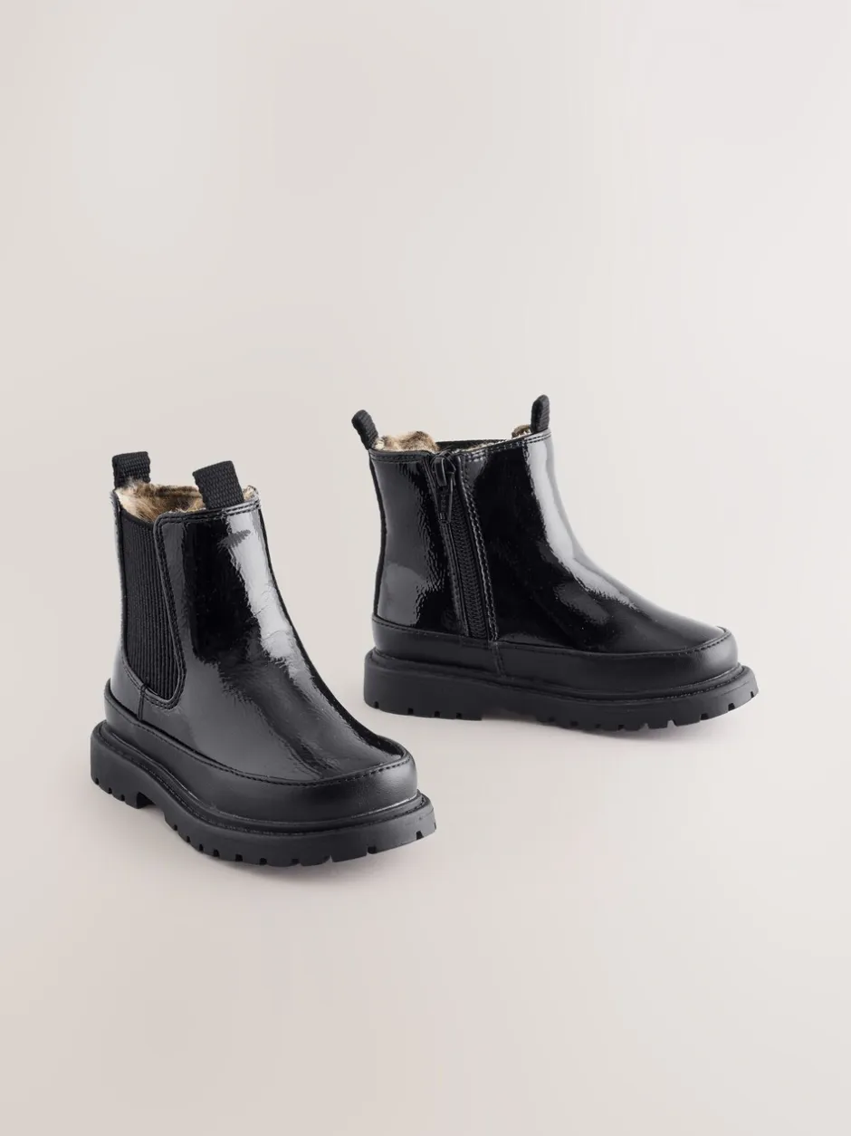 Boots|Next - Wijde Chelsea enkellaars Zwart lak