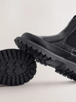 Boots|Next - Wijde Chelsea enkellaars Zwart lak