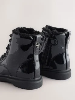Boots|Next - Enkellaarzen met vetersluiting Zwart lak met glans