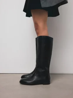 Ruimvallend En Extraruimvallend|Boots*Next - Forever Comfort® platte rijlaarzen Zwart leer