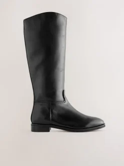 Ruimvallend En Extraruimvallend|Boots*Next - Forever Comfort® platte rijlaarzen Zwart leer